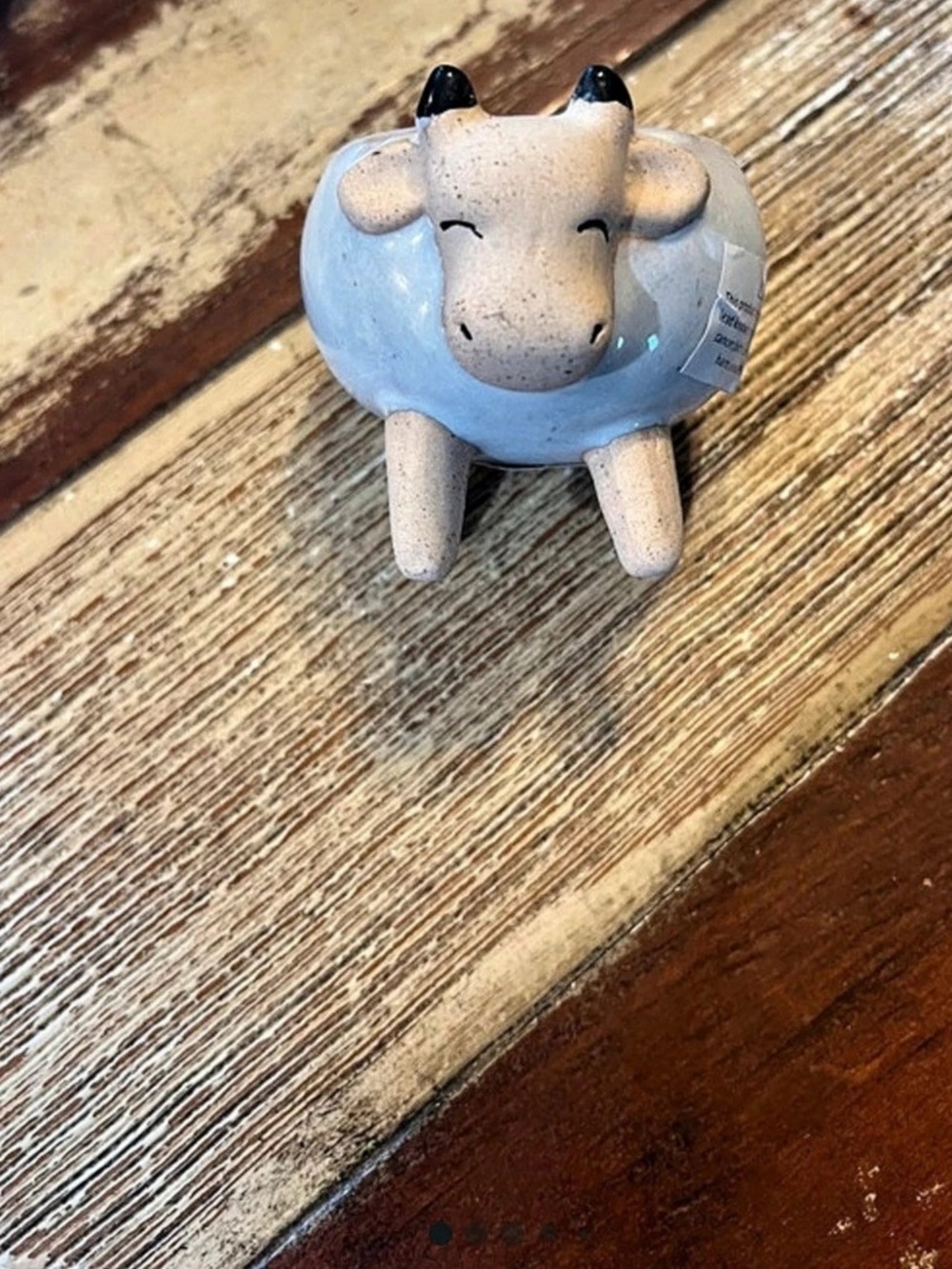 Cow Planter Decor in Blue & White